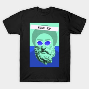 Retro God Statue Techno Party Waporwave Glitch T-Shirt